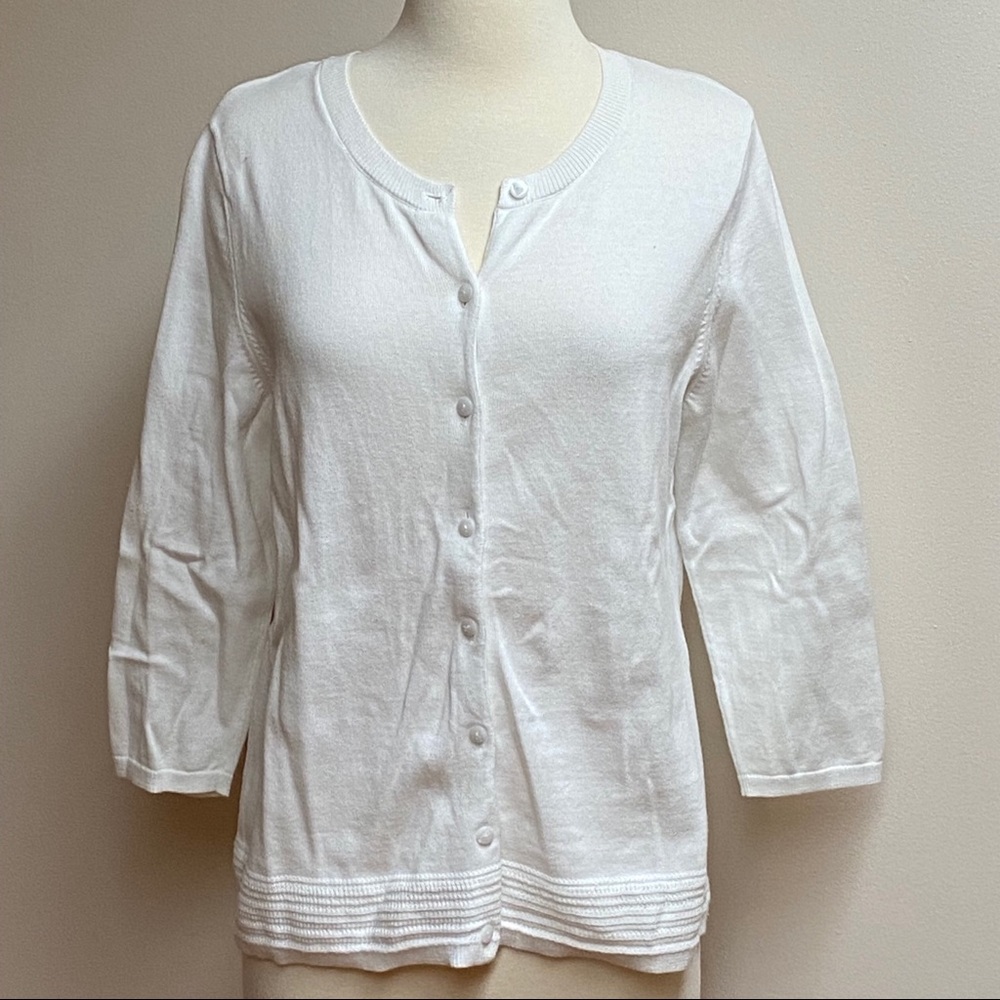 Talbots White Cotton Cardigan